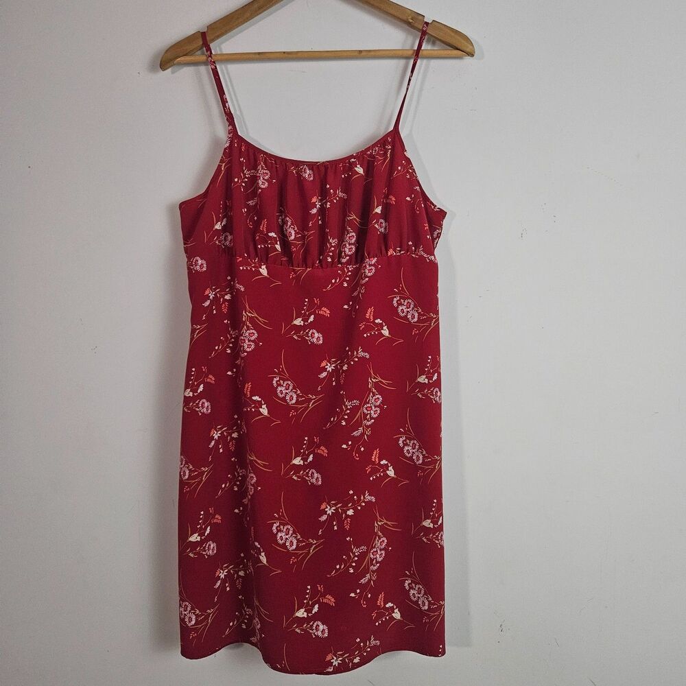 Express Vintage Dress 13/14 Red Floral Babydoll Y2K Mini Feminine Garden